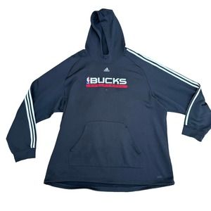 Adidas NBA Milwaukee Bucks Hoodie Sweatshirt Basketball Black Extra Large